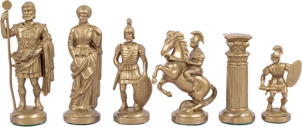 Schachfiguren im Stil des Römischen Reiches, schwarz und gold (König 98 mm)