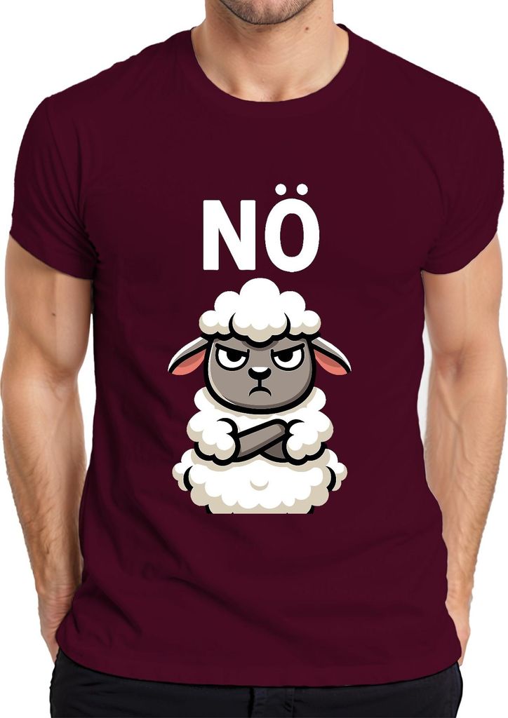 NÖ Schaf mürrisch sarkastisch grimmig Cartoon Bauernhof Geschenk Herren T-Shirt, Burgundy, XL