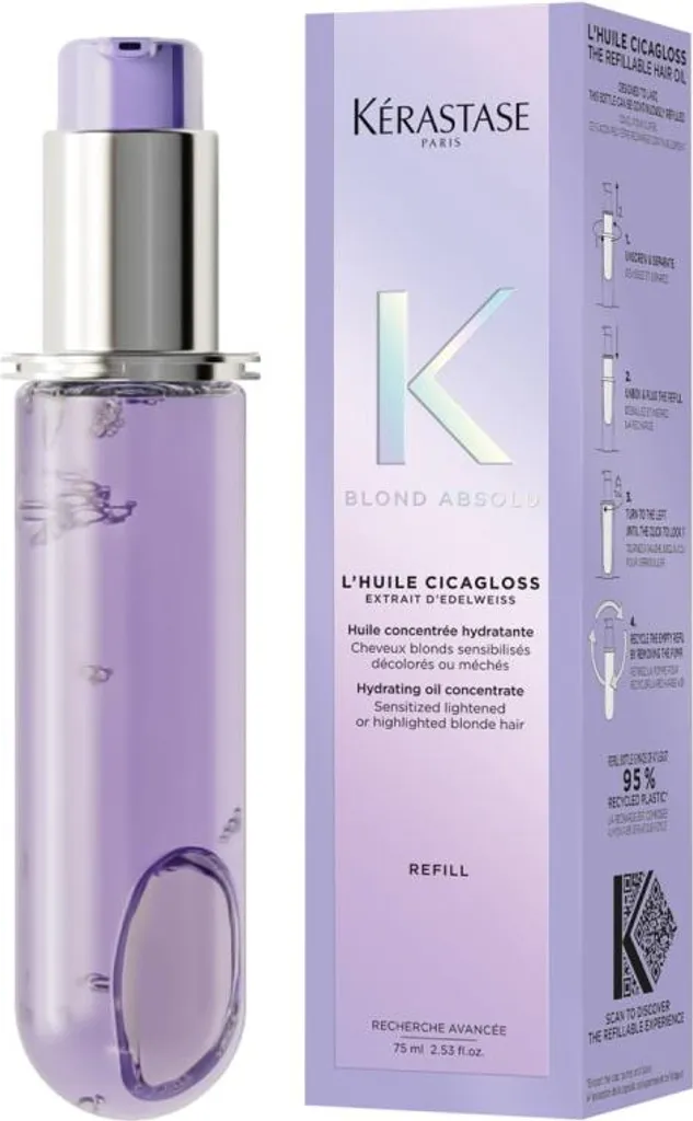 Huile Concentrée Hydratante Blond Absolu Recharge 75ML Anti-Casse et Ternes