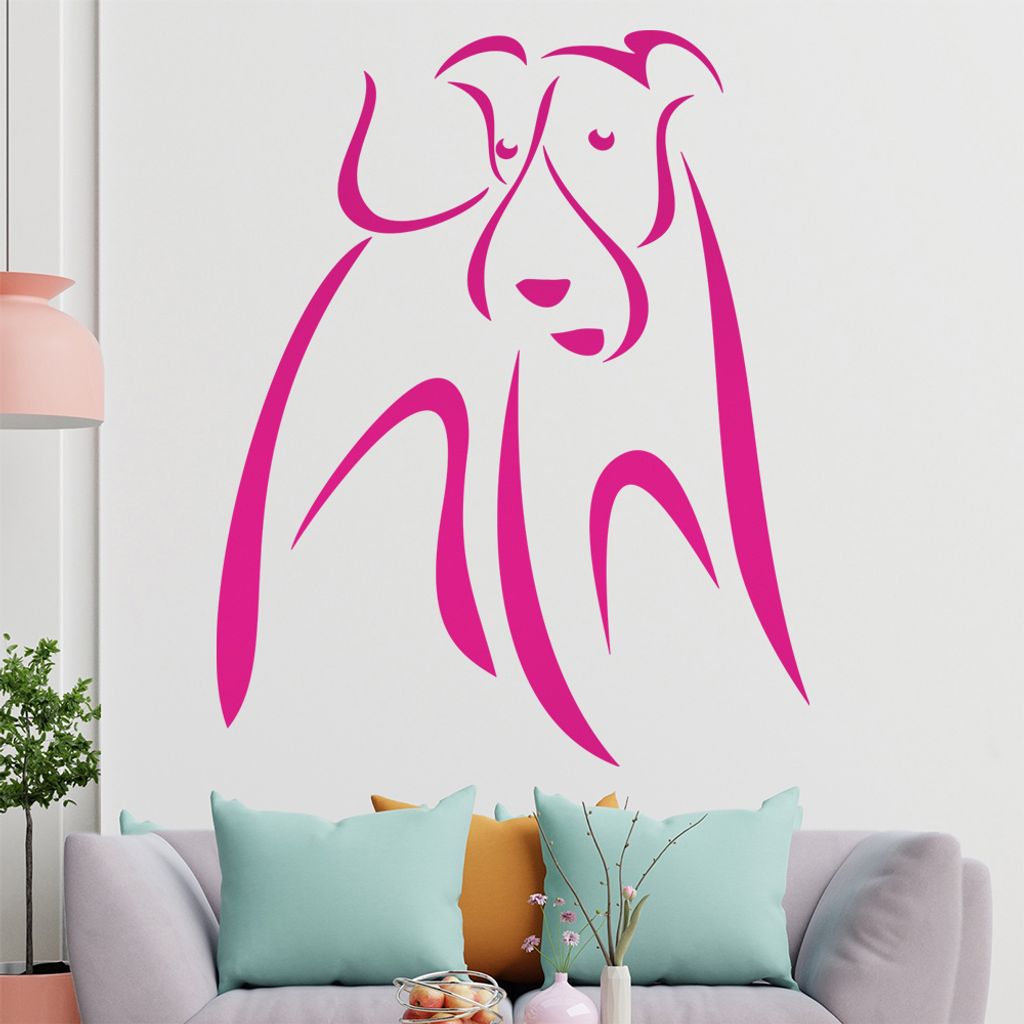 Hund Linien - Hunde Wandtattoo in 6 Größen - Wandaufkleber Wall Sticker - Dekoration, Küche, Wohnzimmer, Schlafzimmer, Badezimmer