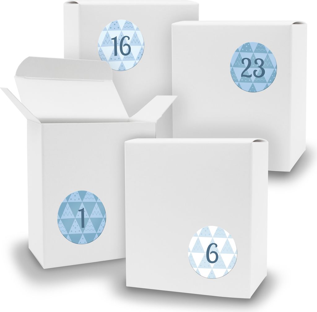 Adventskalender zum Füllen 24x Quader WEISS + Sticker V07 Z26