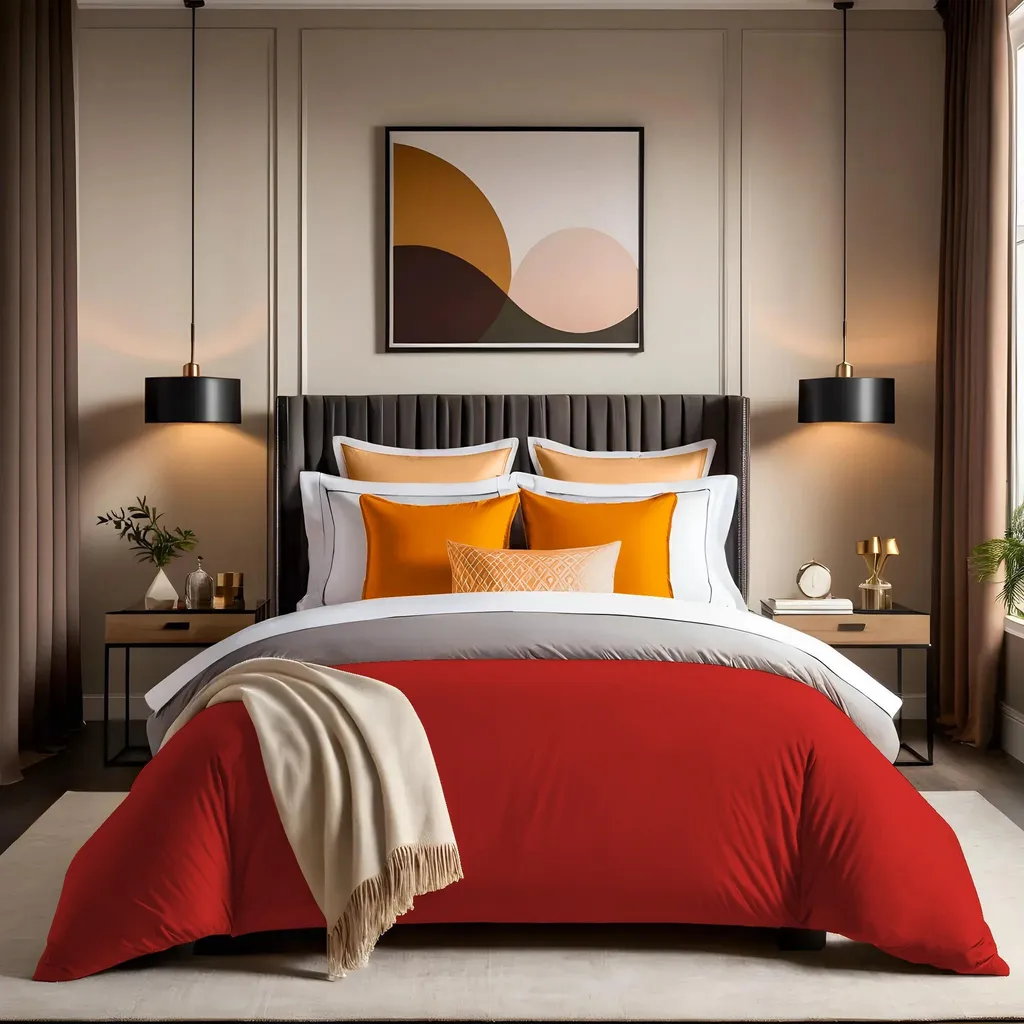 Housse de Couette 200x200 Rouge Tonne Orage - 100% Coton Ranforce Durable
