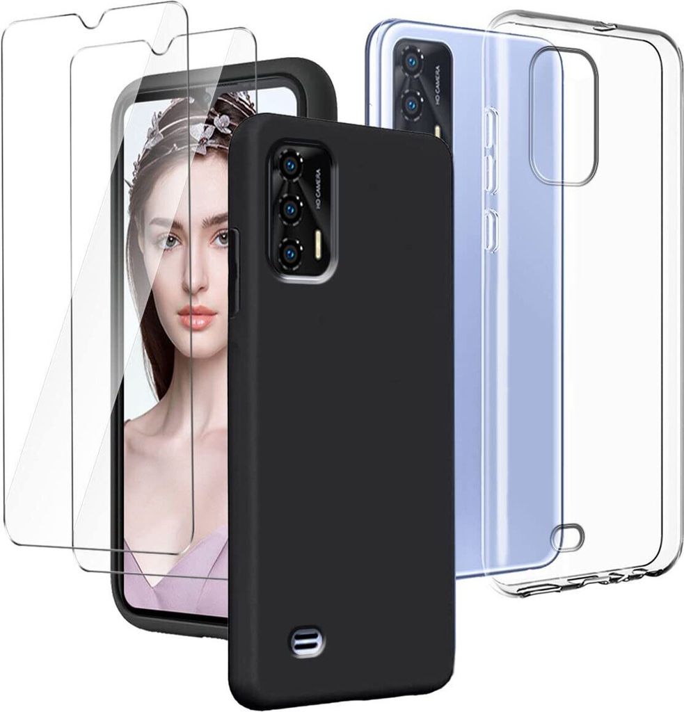 LYZXMY für Oukitel C31 - Transparentes und schwarzes Gehäuse + gehärtetes Glas