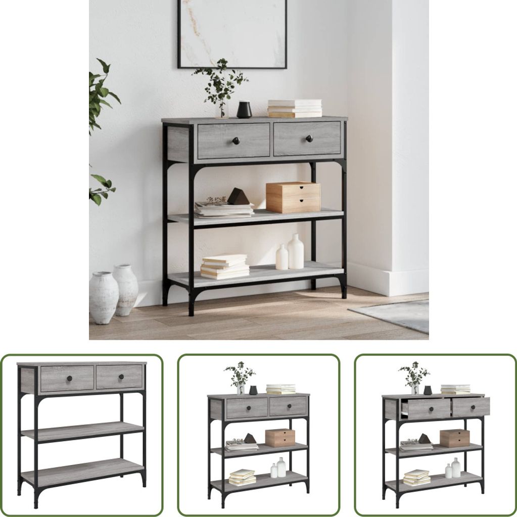 The Living Store Konsolentisch Grau Sonoma 72,5x25x75 cm Holzwerkstoff