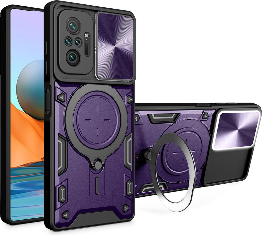 Handyhülle für Xiaomi Redmi Note 10 Pro /Note 10 Pro Max Dual-Layer Stoßfest Rüstung Hülle mit Dia Kameraschutz und Kreisförmig Ring Ständer...