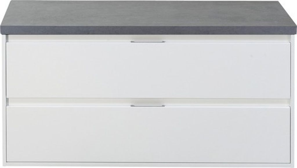Waschtischunterschrank Sanox Porto Frontfarbe weiß hochglanz BxHxT 120 x 59 x 50 cm WT-Platte beton anthrazit 84737301