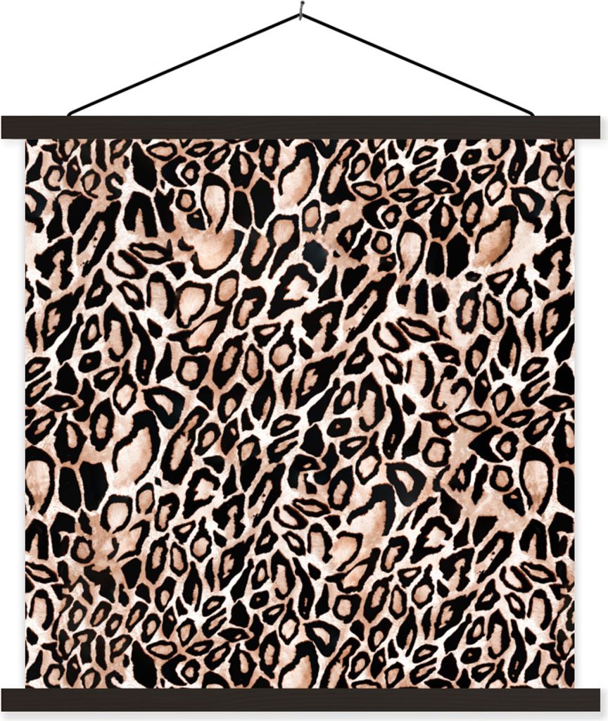 MuchoWow Textilposter Panther Druck - Flecken - Schwarz 90x90 cm mit schwarzem Rahmen - Magnetisches