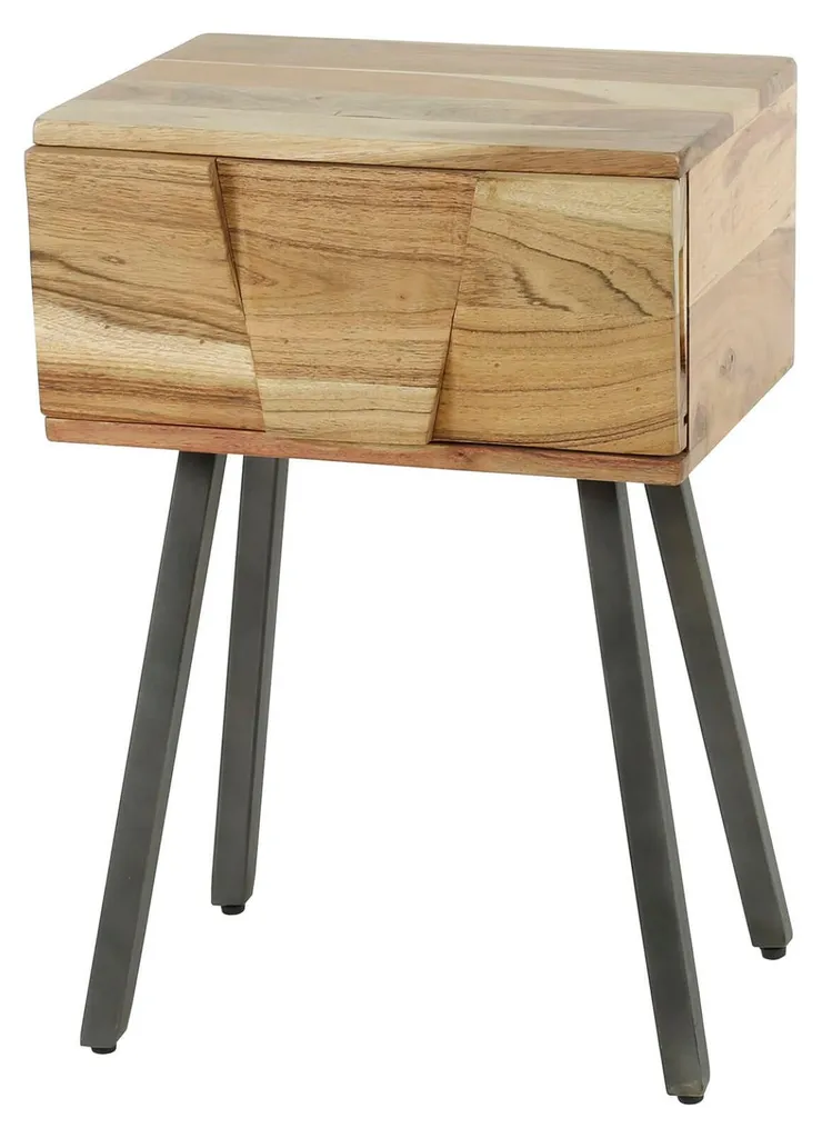 Table de chevet anti-désordre avec tiroir de rangement bois et métal