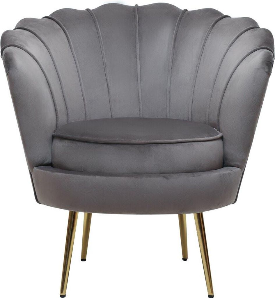 Poltrona "Floria" in velluto - 75 x 68 x 77,5 cm - Grigio Immagine del prodotto 