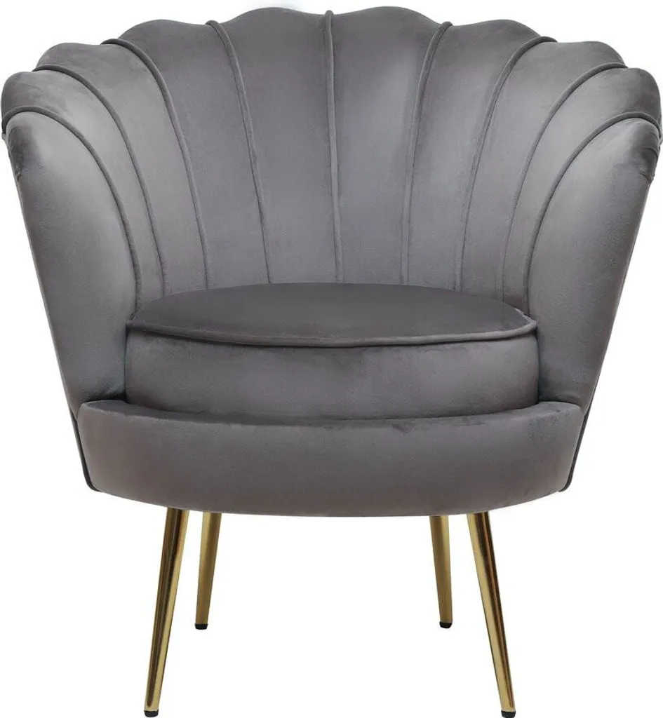 Fauteuil en velours Floria gris - 75 x 68 x 77.5 cm - Design Chic