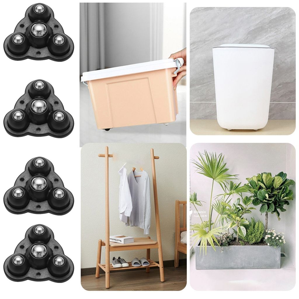 8 Schwerlast Möbelrollen - 360° Kugelrollen Mit Bremse & Selbstklebefläche