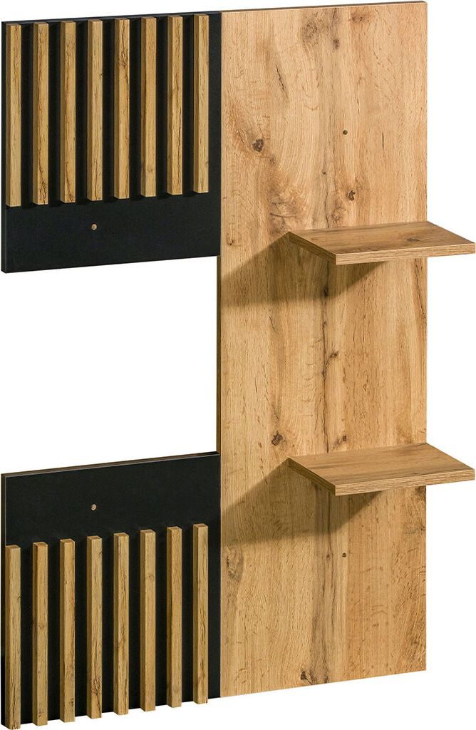 MIRJAN24 Wandpanel Piater 12, Stilvoll Wandregal, Industrial Dekorative Wandschrank, Loft Kollektion (Farbe: Wotan Eiche / Schwarz)