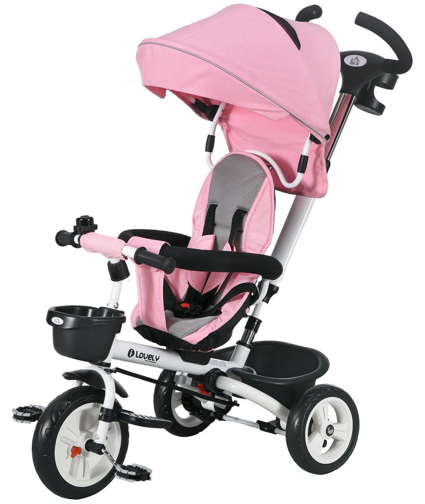 HOMCOM 6 in 1 Dreirad mit Schubstange, Kinderdreirad mit Produktbild 