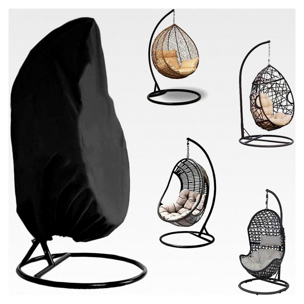 Wasserdichte Abdeckung für Hängesessel, Abdeckplane für Hängestuhl, Swing Chair, Egg Chair (190 x 115 cm, Schwarz)