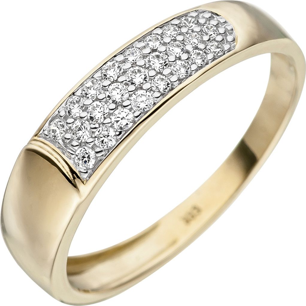 Damen-Ring Goldring Fingerschmuck mit weißen Zirkonia 333 Gold Gelbgold Innenumfang 58mm Ø18.5mm