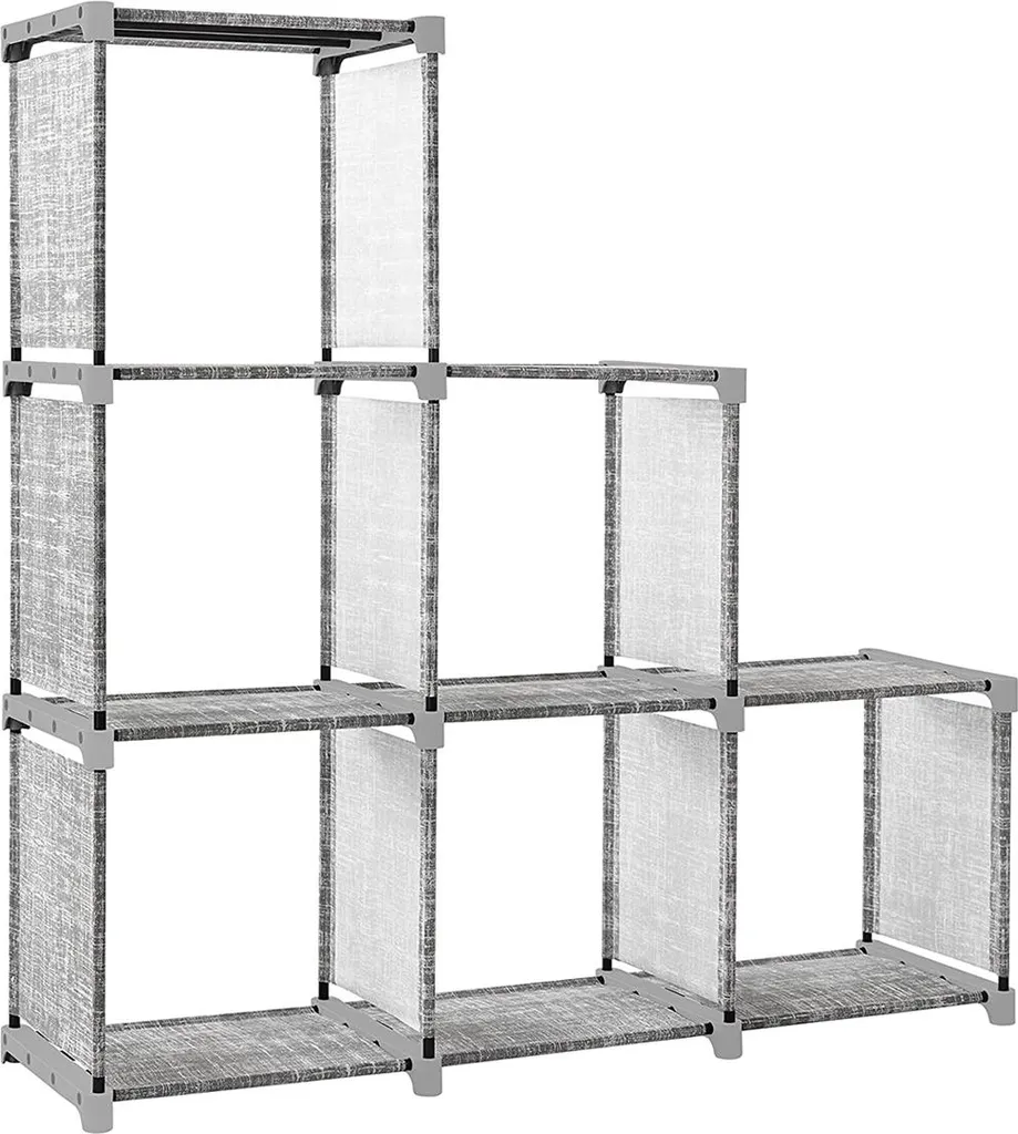 Étagère de rangement 6 cases gris moucheté idéale pour chambre enfant