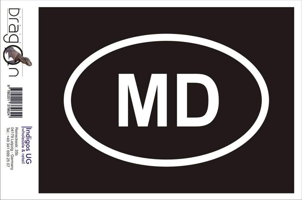 Aufkleber / Autoaufkleber - JDM / Die cut / Auto / OEM - Moldawien MD - 110x70 mm schwarz - Heckscheibe / Heckscheibenaufkleber
