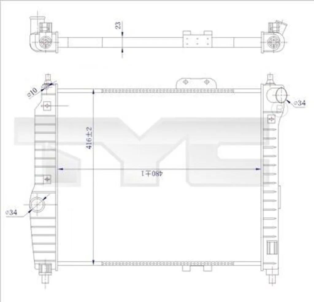 Radiateur TYC 706-0021-R pour Aveo T200 T250 T255 OE P96536523