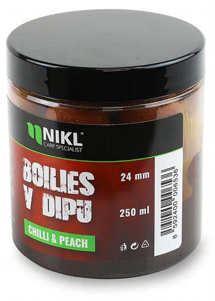 Nikl Boilies V Dipu Chilli & Peach, 250 ml, 24 mm Produktbild 