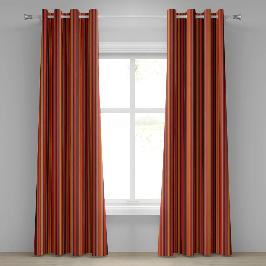 Rideau à œillets géométrique ABAKUHAUS 280x175cm rayé jaune marron