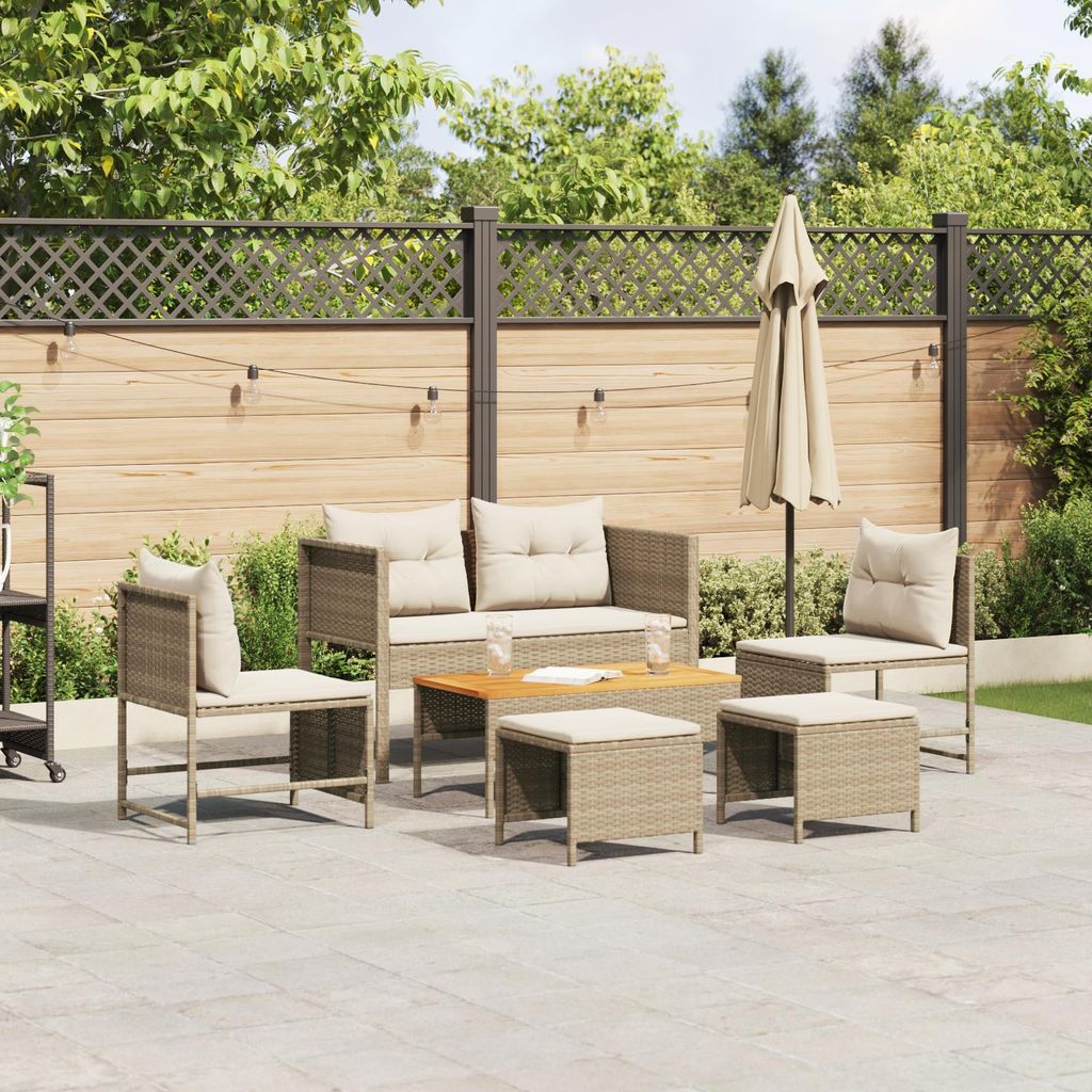 Outdoor Sofa Set Beige und Creme Rattan und Stoff Mittel, Design Gartenmöbel-Sets Neu
