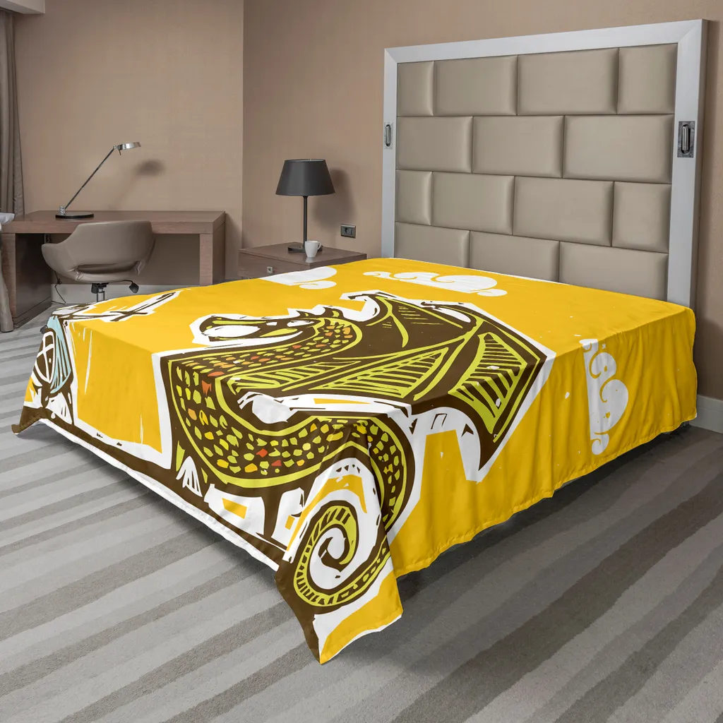 Lenzuolo Giallo Drago Cavaliere ABAKUHAUS 266x260cm - Offerta Letto