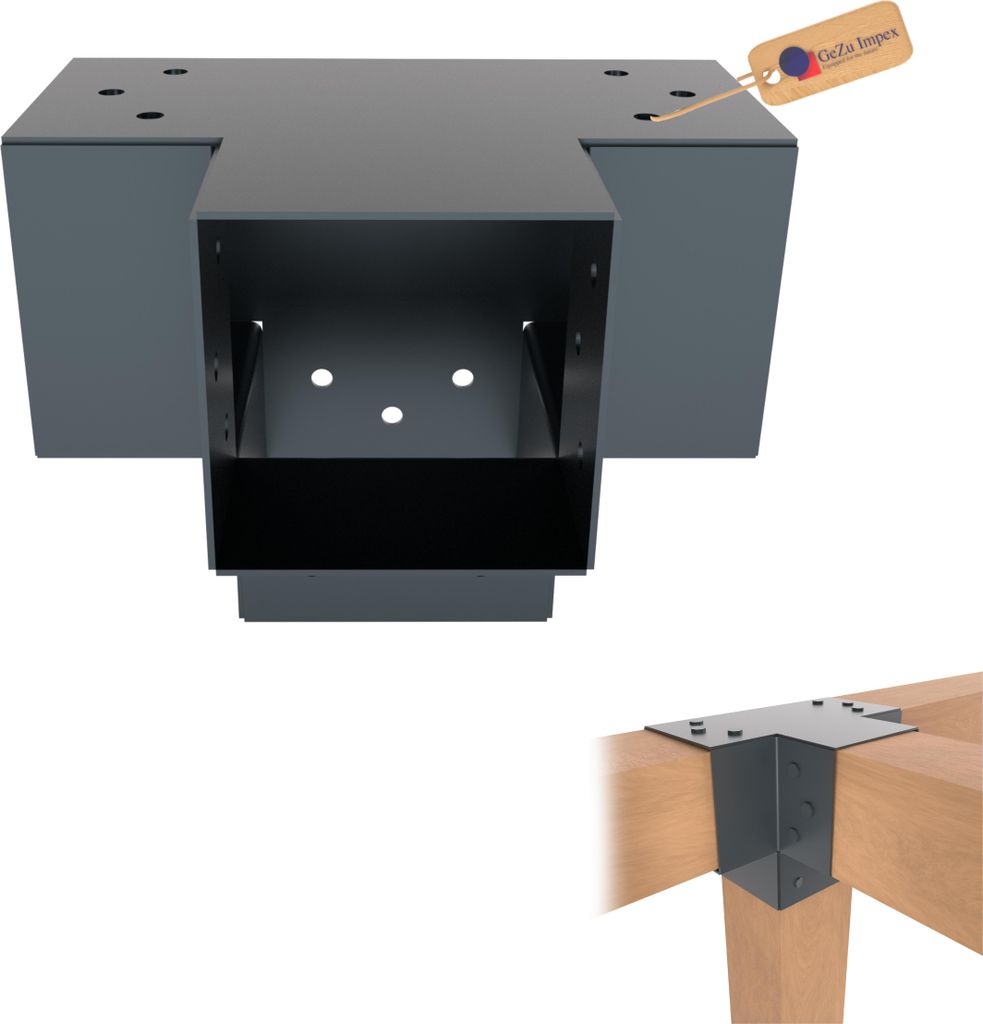 GeZu Impex Pfostenecke 4 Balken 81 x 81 mm Anthrazit Pulverbeschichtet X Form