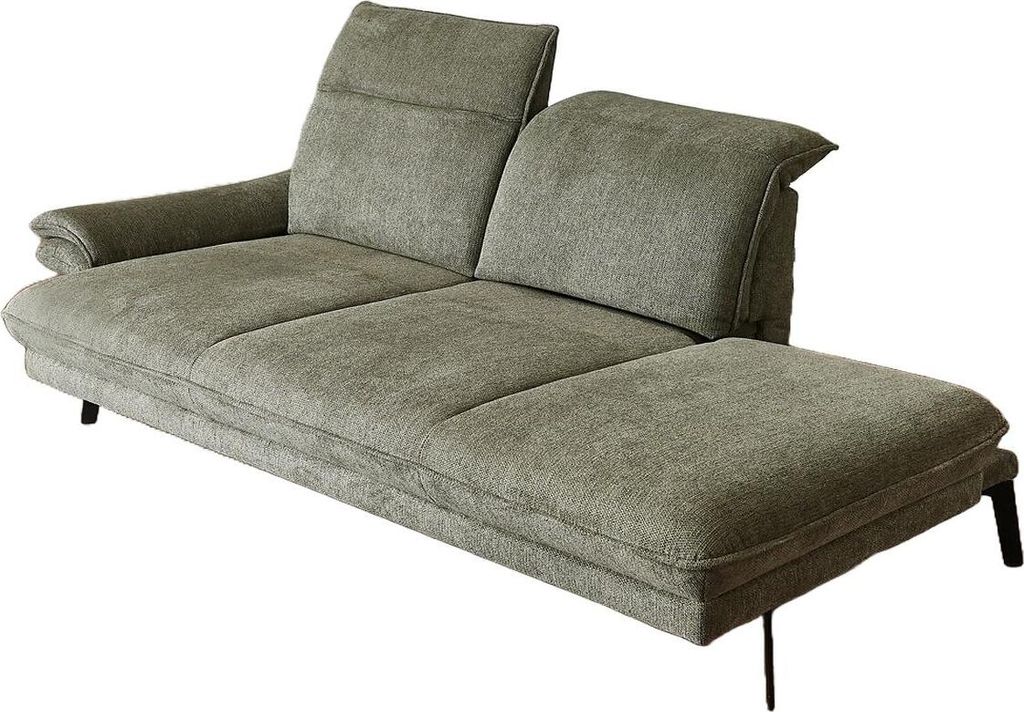 Recamiere Genova 210x109 Armlehne links Grün Füße Metall Schwarz