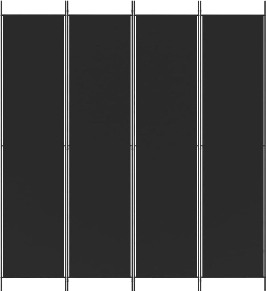 " " 4-tlg. Paravent Raumteiler Elegantes Design - Trennwand/Sichtschutz - Schwarz 200x220 cm Stoff NeuMöbel 5100101