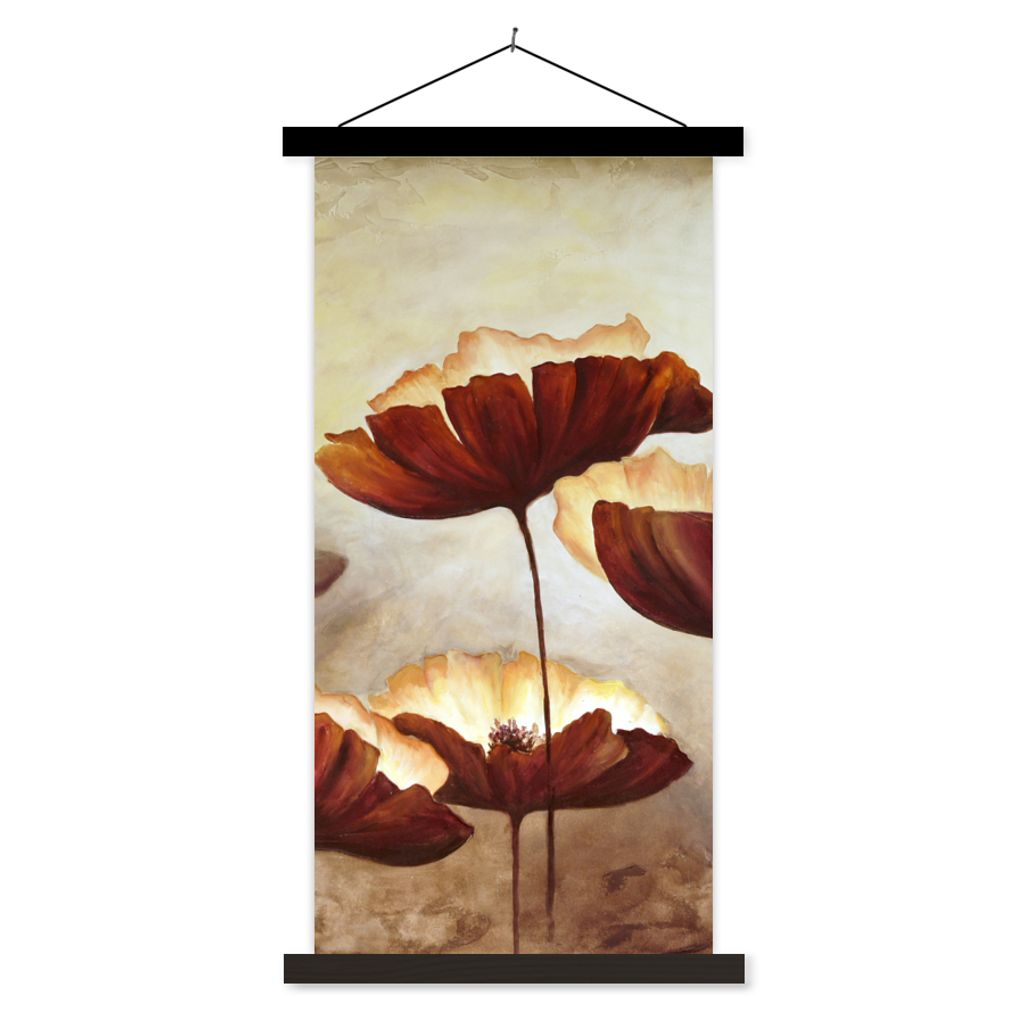 MuchoWow Textilposter Malerei - Blumen - Ölfarbe - Pflanzen 40x80 cm mit schwarzem Rahmen - Wandemalerei