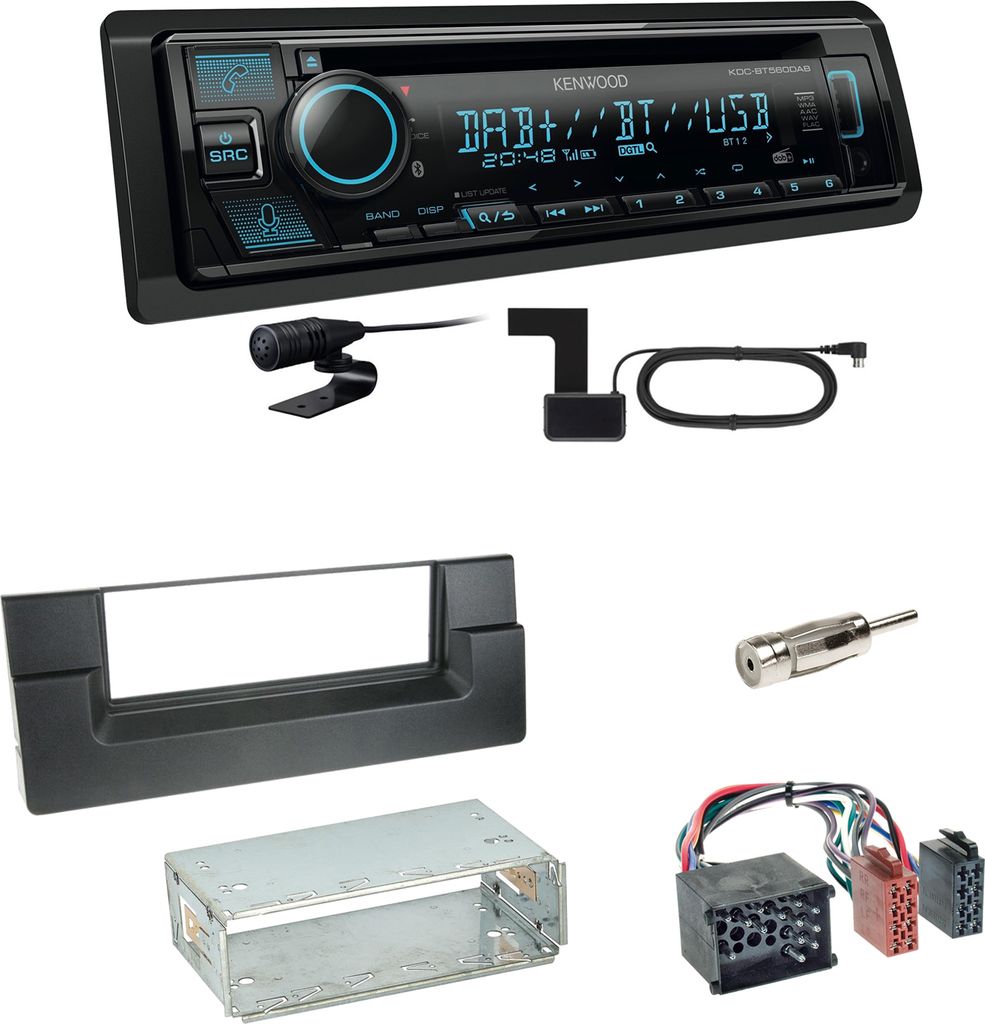 Kenwood KDC-BT560DAB Bluetooth DAB USB Einbauset für BMW 5er E39 bis 09/2000