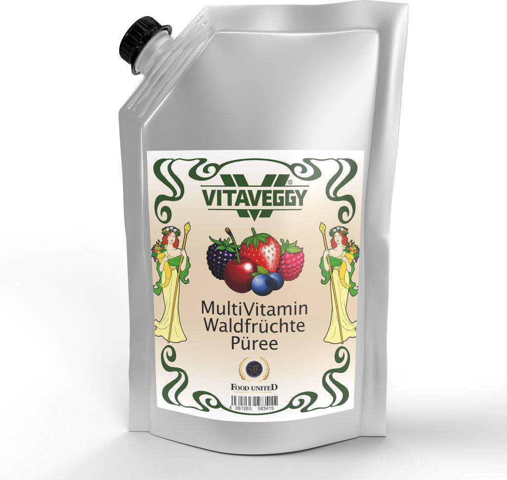 VITAVEGGY MultiVitamin Fruchtpüree für Babybrei Obstbrei Waldfrucht Wald-Früchte mit Himbeere Sauerkirsche Erdbeere Blaubeere Heidelbeere Brombe...