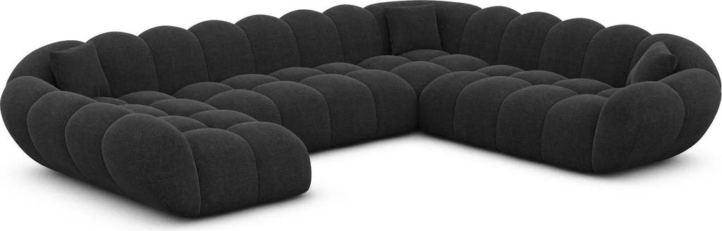 Strukturstoff U-Form XXL Wohnlandschaft Liva Schwarz Links