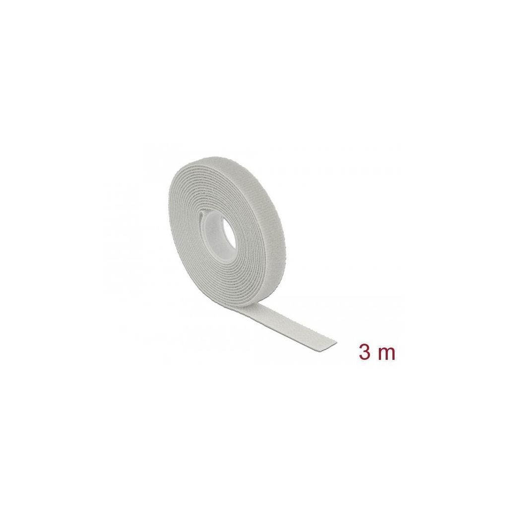 DeLOCK Kabelbinder Klett Rolle 3m gy | L3m x B13 mm grau