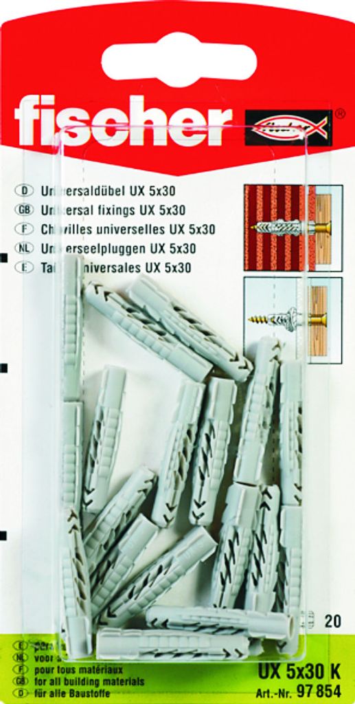 Kunststoffdübel UX 5x30 K Fischer 97854 20Stk.