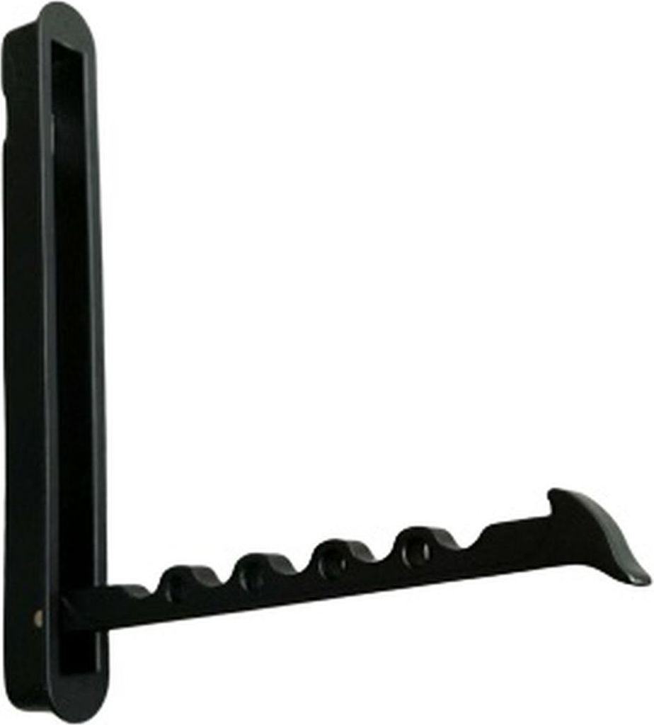 A black folding hook mounted on a white background.