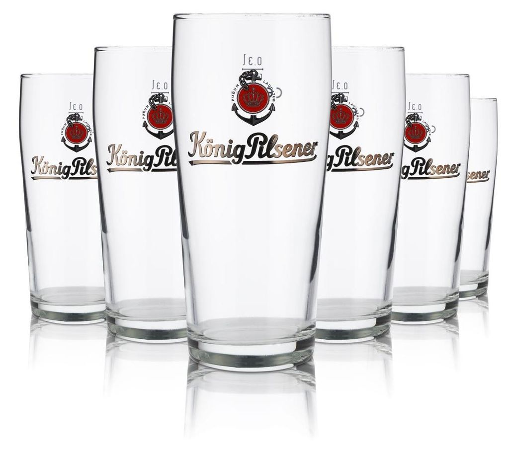 6x König Pilsener Bierglas 0,3l Willi Becher Pokal Gläser Produktbild 