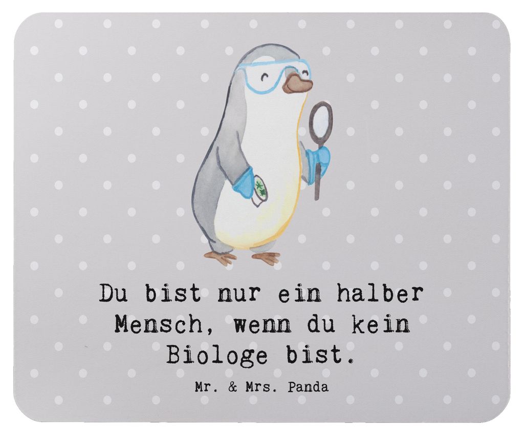 Mr. & Mrs. Panda Mauspad Biologe Herz - Grau Pastell - Geschenk, Spruch, Witzig, Bachelor, laptop mousepad, Mouse Pad, computer, mausteppich, Maste...