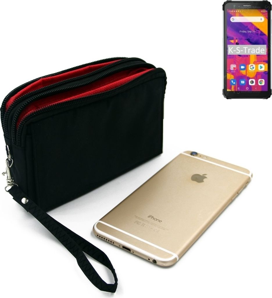 K-S-Trade Schutz Hülle Handy Hülle kompatibel mit Blackview BV6600 Pro Gürteltasche Travelbag Handytasche mit Zusatzfächern, schwarz