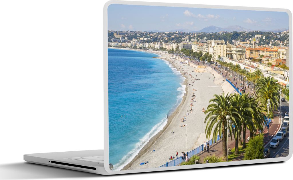 MuchoWow Laptop Aufkleber Sticker Cover Blau - Küste - Nizza 32.5x23.5 cm - Sticker für Laptop - Selbstklebend