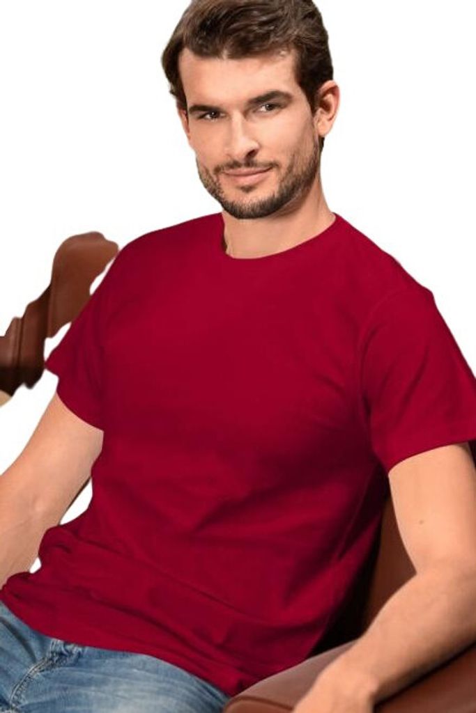 Uni-T-Shirt aus Baumwolle, hohe Grammatur, 100% Baumwolle, ohne Aufdruck, einfarbig, 200g/m2, Farbe marlboro rot, Größe S