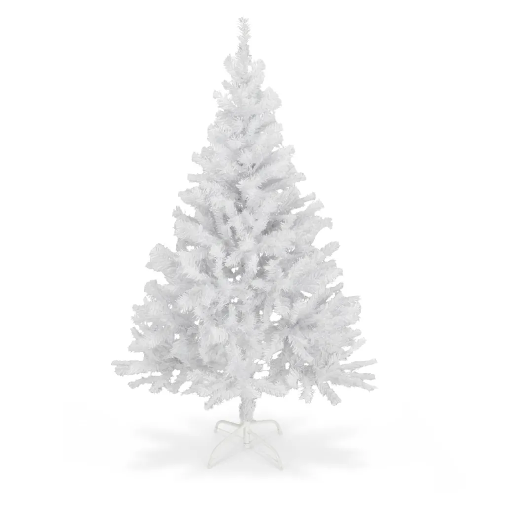 Arbre de Noël artificiel blanc 150 cm - Sapin dense avec pied métal stable