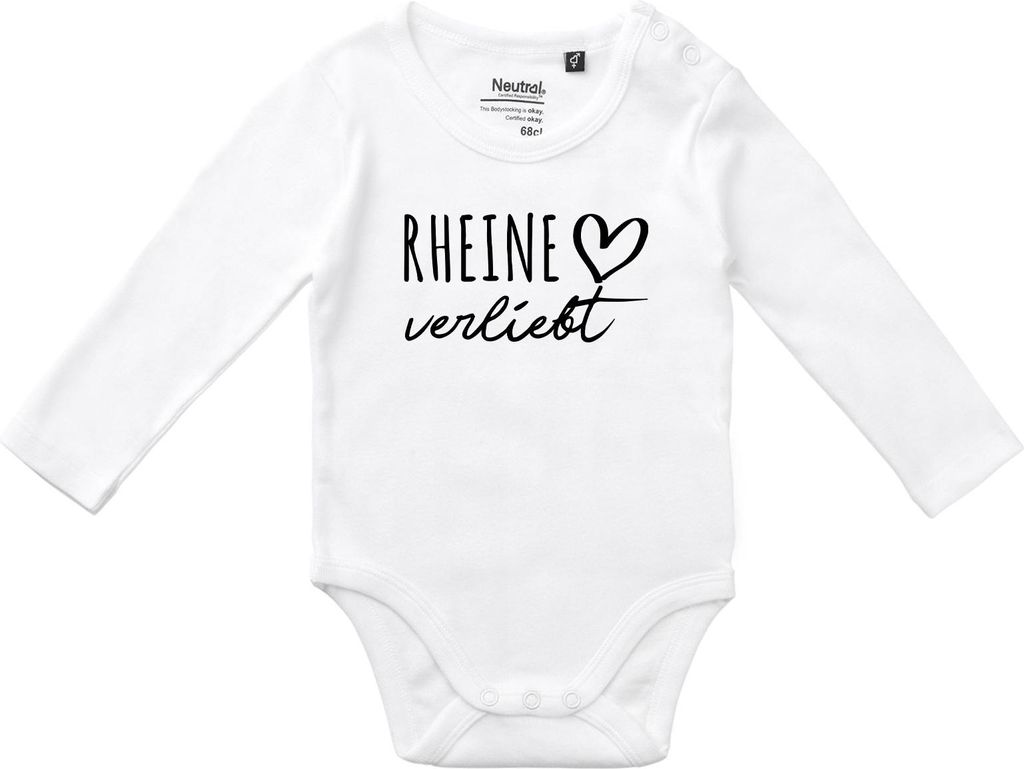 Huuraa Baby Body Rheine verliebt 68 White Baumwolle Fairtrade Langarmbody Geschenkidee