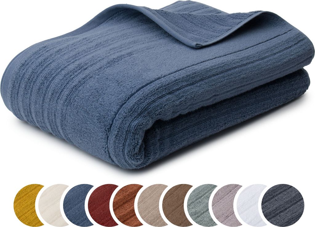 sleepling liebling Saunatuch Luxus Bio Baumwolle, Serie Marseille, 770 gr. / m², 80 x 200 cm, 60 Grad, saugstark, schnelltrocknend, blau