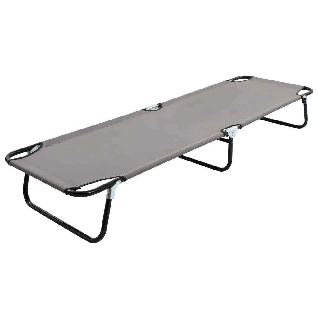 vidaXL Bain de soleil pliable Gris Acier - Transat de jardin en métal