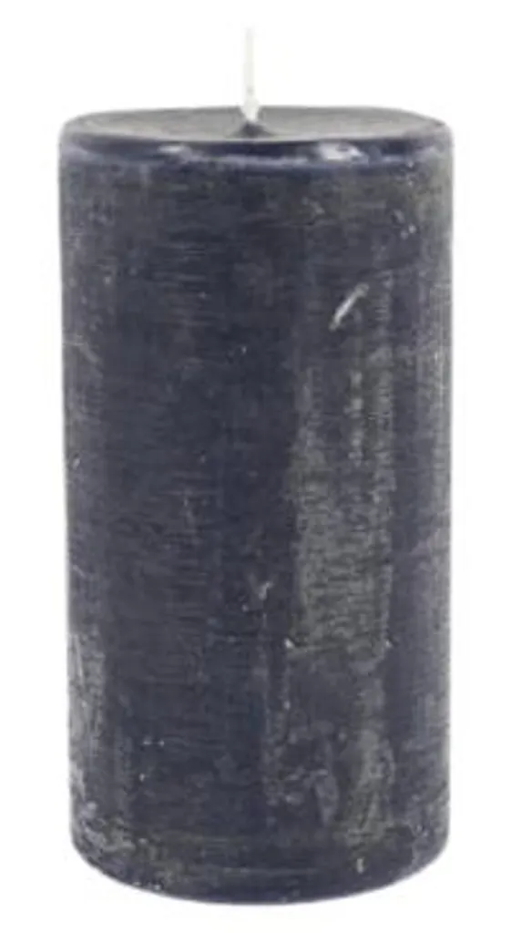 Bougie cylindrique Gala bleu foncé 8x15 cm style rustique - Lot de 6