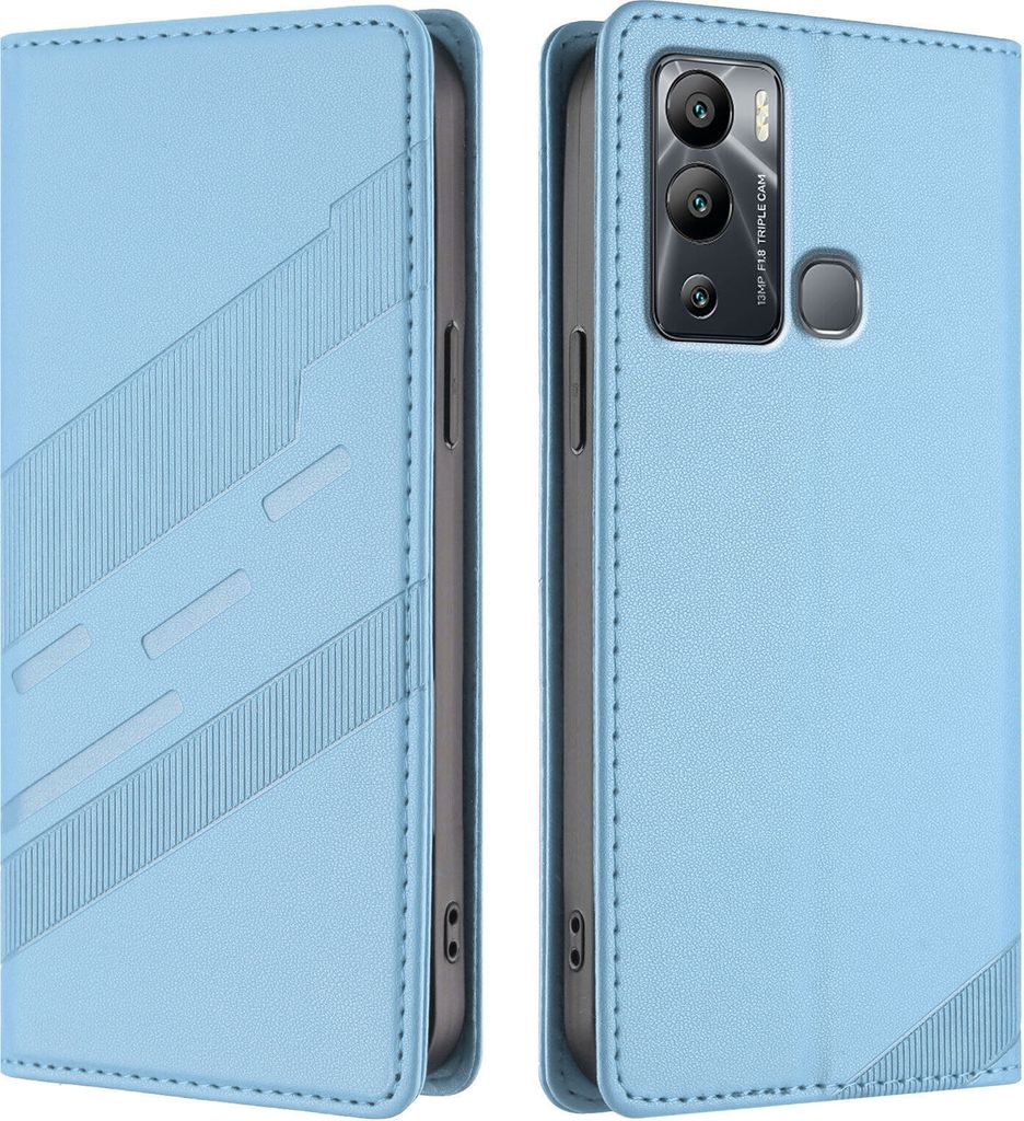 Hülle für Infinix Hot 12i/Infinix Hot 20i, Kunstleder Brieftaschen Handyhülle mit Kartenfach und Standfunktion Hellblau