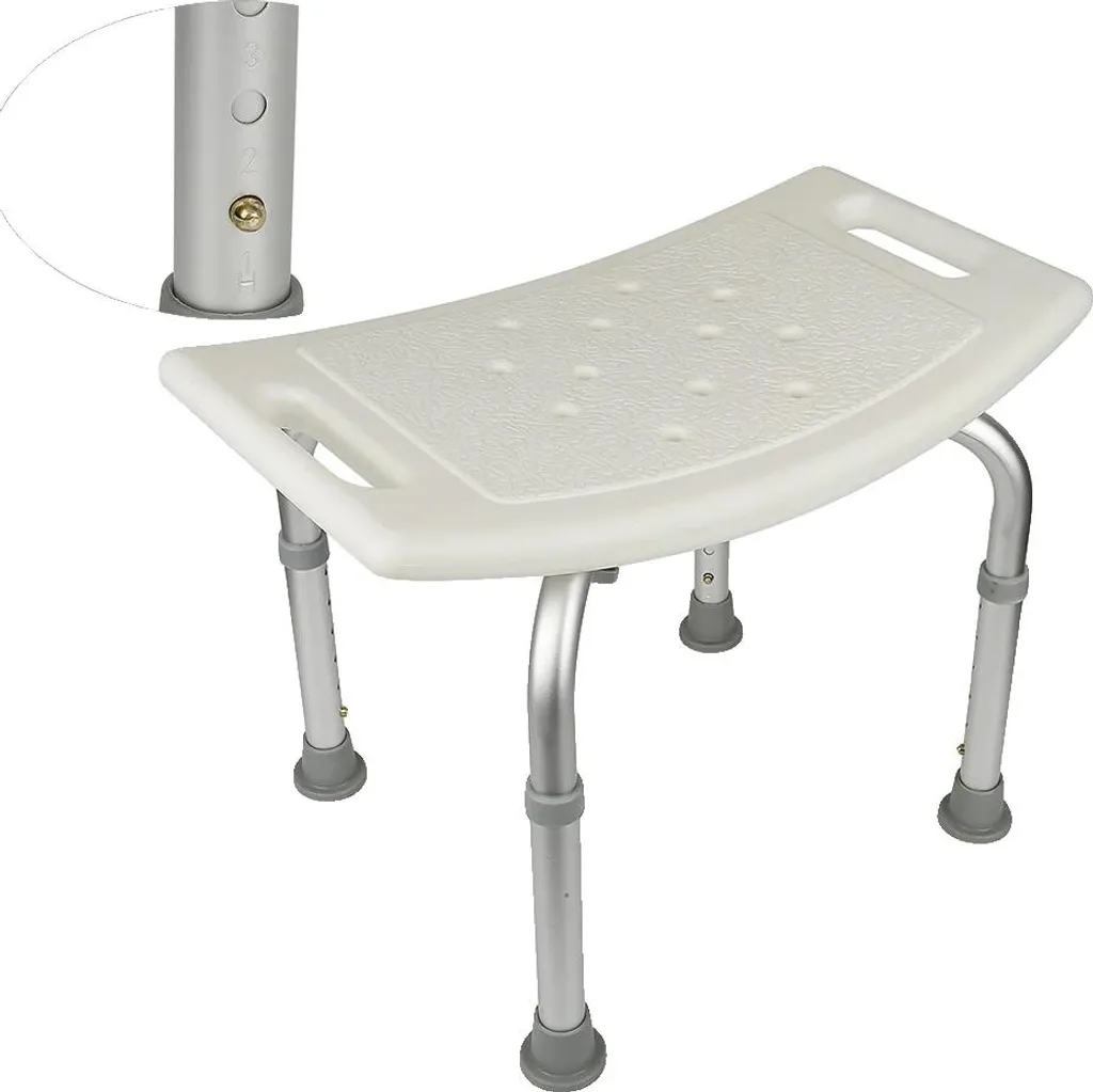 Siège de douche médical réglable et antidérapant - Accessoire PMR Blanc