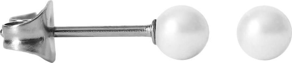 Chirurgenstahl Ohrstecker mit synthetischer Perle Größe - 8 mm Farbe - Weiß