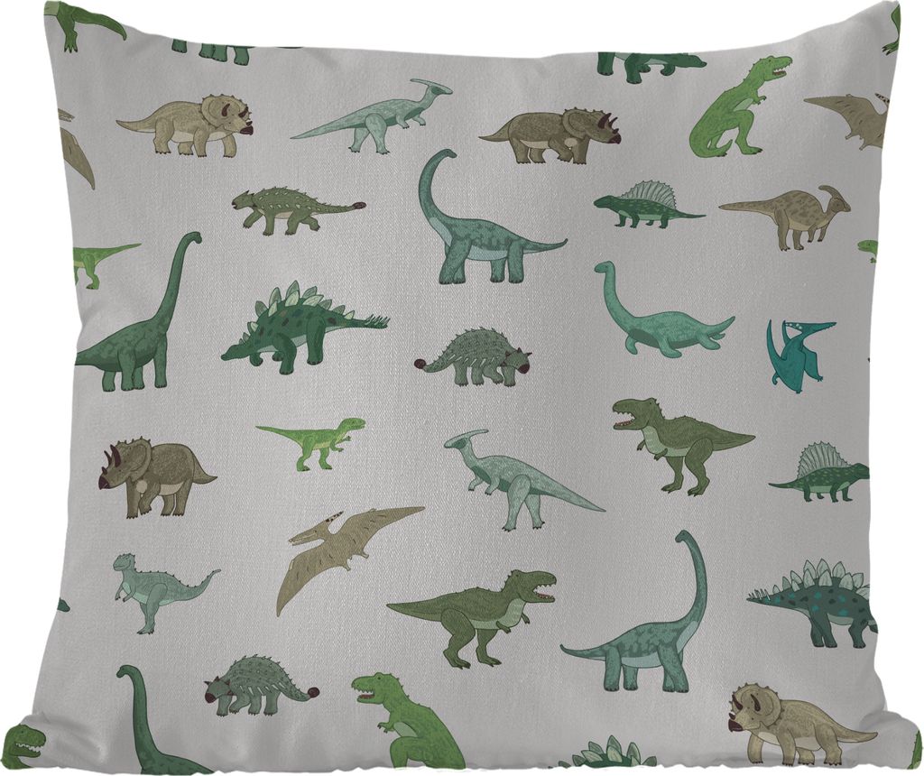 MuchoWow Outdoor Kissen - Dinosaurier - Grün - Jungen - Braun - Kind - Muster - 45x45 cm - Wetterfest - Lounge Kissen - Fotokissen - Dekoratives...